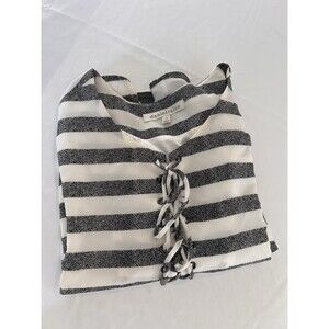 danielrainn Women's Striped Lace Up Crepe Shift Short Sleeve Dress M Black White